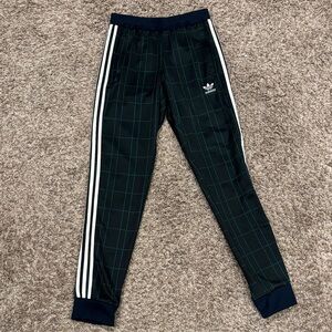 Adidas Men’s Navy, Green and White Checkered Joggers